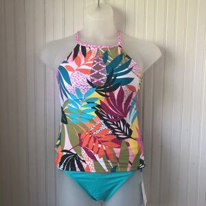 BLEU BY ROD BEATTIE Retail $114 High Neck Tankini Hipster 2 PC Size 8